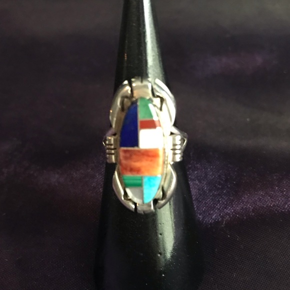 Native American Zuni Inlay Ring - Picture 2 of 6